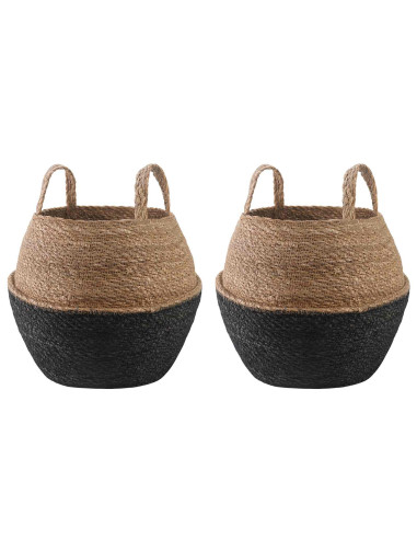 Vaso da fiori con manici 2 pcs Nero Ø 32 x 32 cm