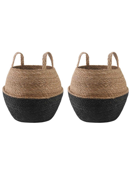Vaso da fiori con manici 2 pcs Nero Ø 32 x 32 cm