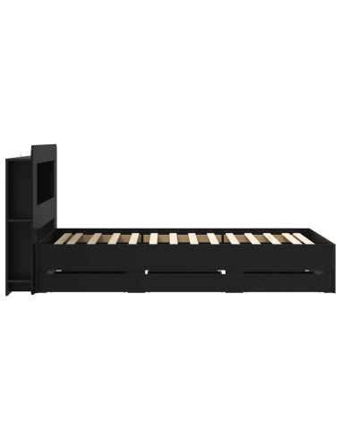 Telaio del letto con storage con testiera Nero 75 x 190 cm