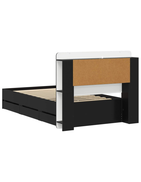 Telaio del letto con storage con testiera Nero 75 x 190 cm