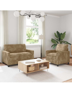 Set di divani 2 pcs Tortora Poliestere