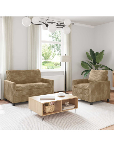 Set di divani 2 pcs Tortora Poliestere