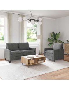 Set di divani 2 pcs Grigio Chiaro Poliestere