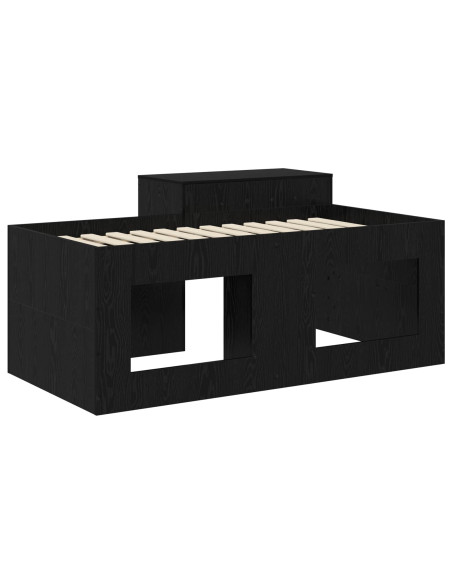 Letto alto per bambini con scrivania Nero Legno ingegnerizzato