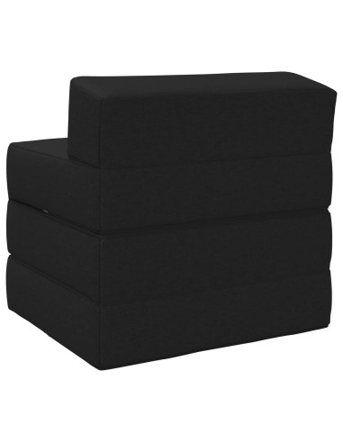 Divano Letto Pieghevole Nero 200 x 70 x 15 cm Tessuto