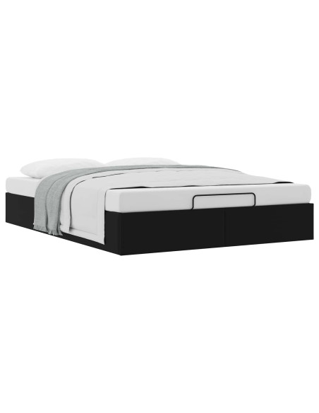 Letto ottomano Nero 153 x 203 cm Similpelle