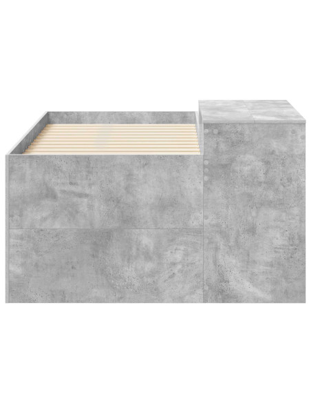 Letto alto per bambini con scrivania Grigio Cemento