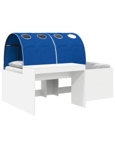 Letto alto per bambini con scrivania Bianco e Blu