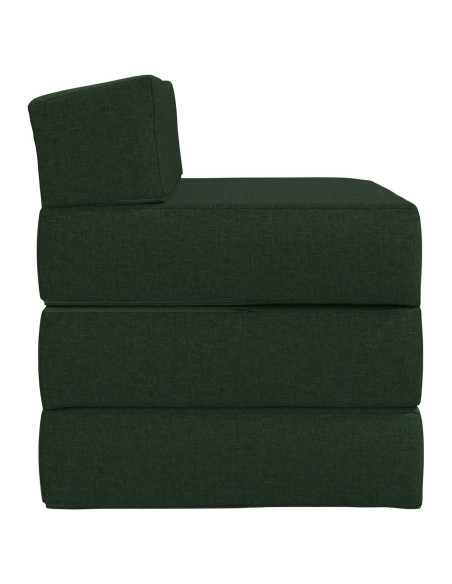 Divano Letto Pieghevole Verde Scuro 200 x 70 x 15 cm Tessuto
