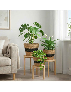 Cesti per piante in erba marina 3 pcs Naturale e Nero