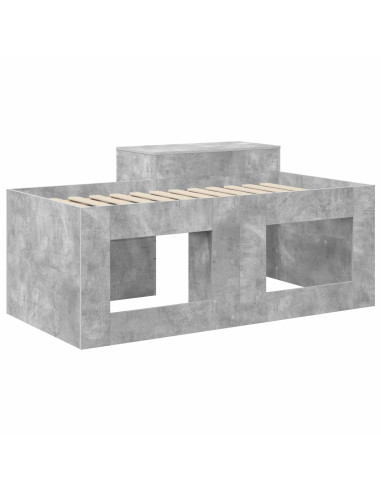 Letto alto per bambini con scrivania Grigio Cemento