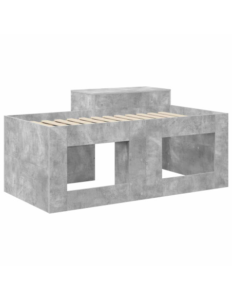 Letto alto per bambini con scrivania Grigio Cemento