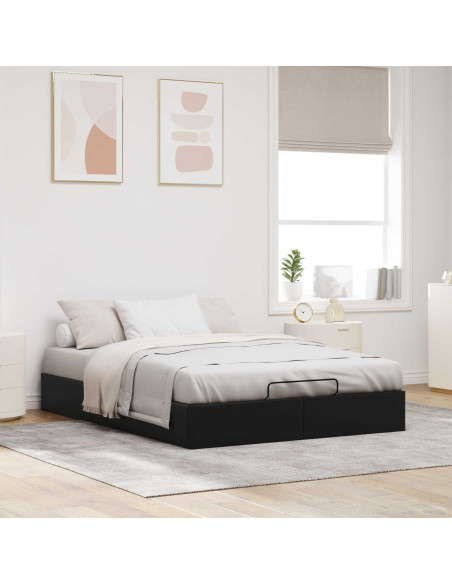 Letto ottomano Nero 153 x 203 cm Similpelle