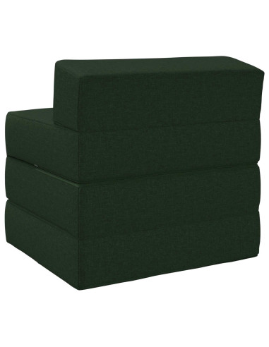 Divano Letto Pieghevole Verde Scuro 200 x 70 x 15 cm Tessuto