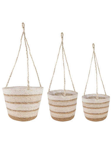 Cesti per piante in erba marina 3 pcs Naturale, Bianco e Beige