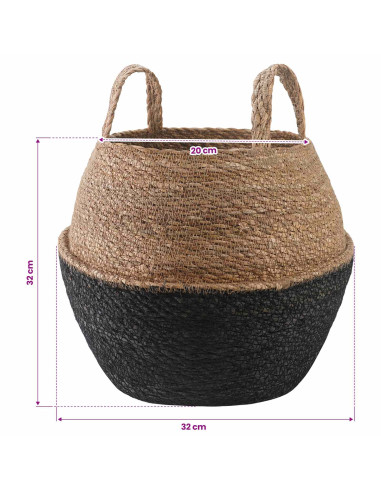 Vaso da fiori con manici 2 pcs Nero Ø 32 x 32 cm