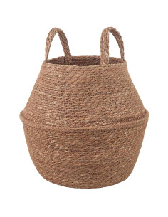 Vaso da fiori con manici Naturale Ø 22 x 20 cm 100% Erba marina