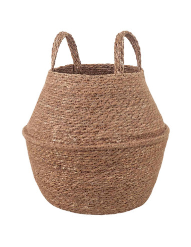 Vaso da fiori con manici Naturale Ø 22 x 20 cm 100% Erba marina