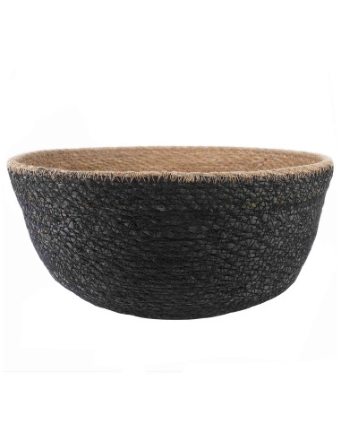 Vaso da fiori con manici Nero Ø 45 x 36 cm 100% Erba marina