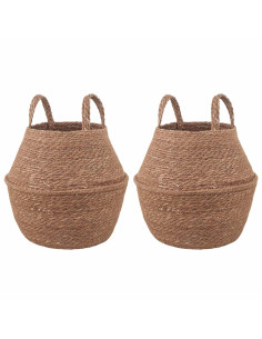 Vaso da fiori con manici 2 pcs Naturale Ø 22 x 20 cm