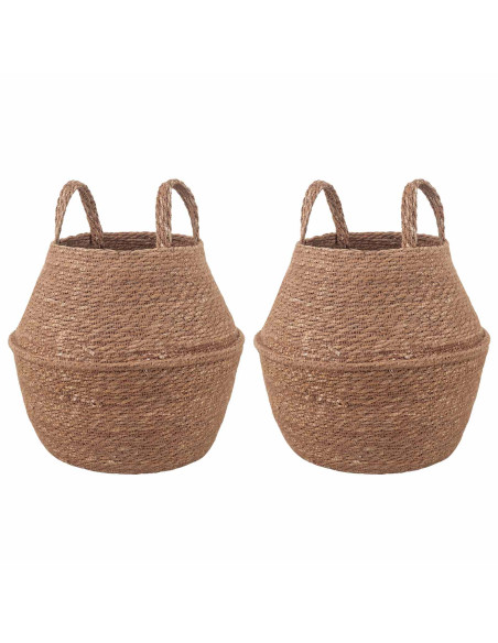 Vaso da fiori con manici 2 pcs Naturale Ø 22 x 20 cm