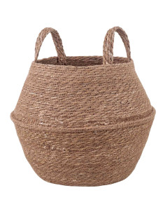 Vaso da fiori con manici Naturale Ø 32 x 32 cm 100% Erba marina