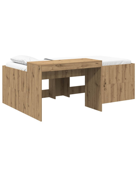 Letto alto per bambini con scrivania Rovere Artigianale