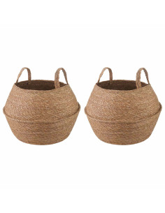 Vaso da fiori con manici 2 pcs Naturale Ø 32 x 32 cm