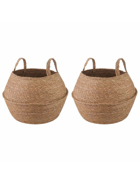 Vaso da fiori con manici 2 pcs Naturale Ø 32 x 32 cm