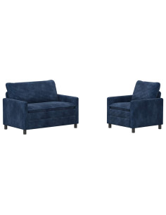 Set di divani 2 pcs Blu navy Poliestere 2