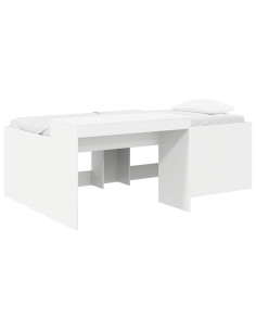 Letto alto per bambini con scrivania Bianco 98.5 x 200 cm