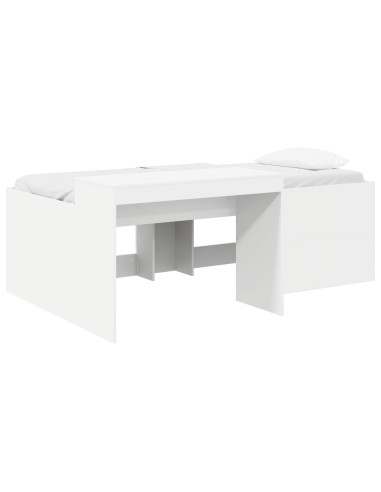 Letto alto per bambini con scrivania Bianco 98.5 x 200 cm