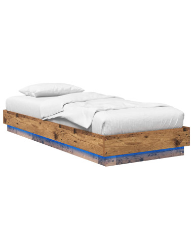 Letto con LED Legno antico 80 x 200 cm Legno ingegnerizzato