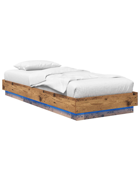 Letto con LED Legno antico 80 x 200 cm Legno ingegnerizzato