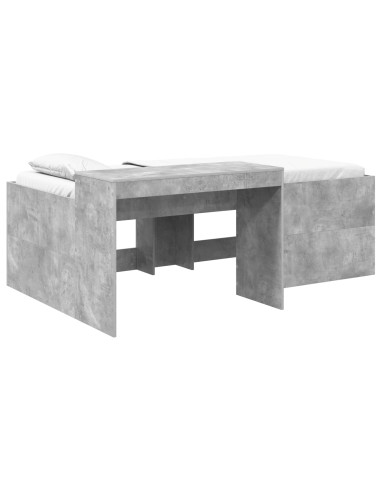 Letto alto per bambini con scrivania Grigio Cemento