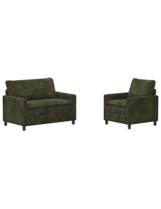 Set di divani 2 pcs Verde Poliestere 2