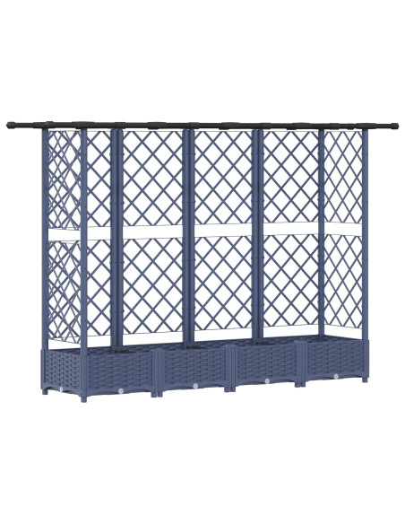 Letto Rialzato con Griglia e Tetto Grigio 202,5 x 40 x 123 cm