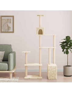 Albero per gatti con pali per graffiare in sisal Crema 177,5 cm