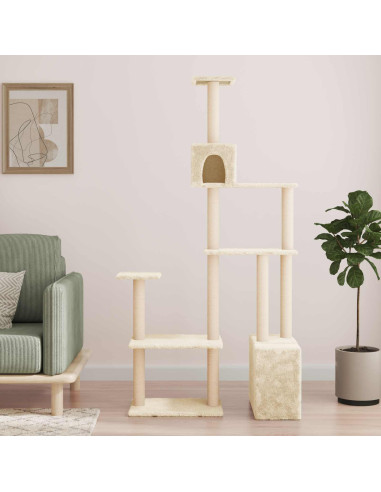 Albero per gatti con pali per graffiare in sisal Crema 177,5 cm