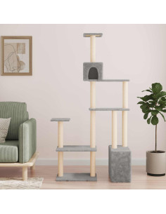 Albero per gatti con pali per graffiare in sisal Grigio Chiaro