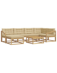 Set di divani da esterno 7 pcs Bianco e Beige 2