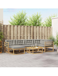Set di divani da esterno 7 pcs Bianco e Grigio Chiaro