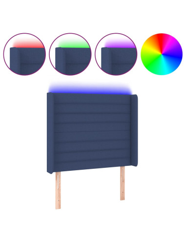 Testiera a LED Blu 83x16x118/128 cm in Tessuto
