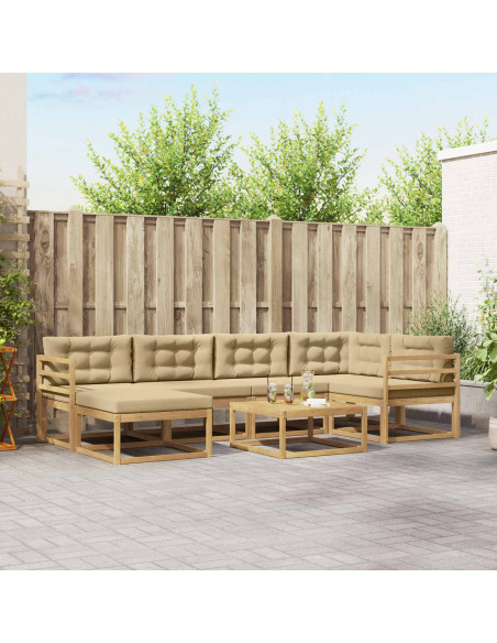 Set di divani da esterno 7 pcs Bianco e Beige