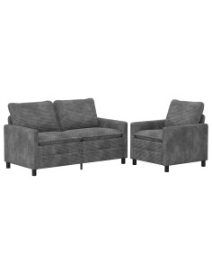 Set di divani 2 pcs Grigio Chiaro Poliestere 2