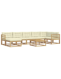 Set di divani da esterno 8 pcs Bianco e Crema 2