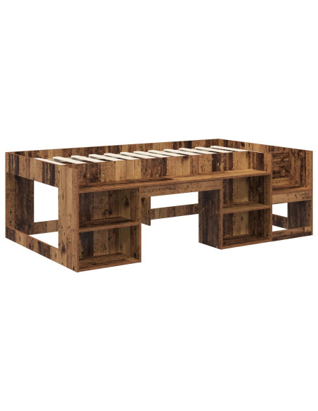 Telaio del letto con storage Legno antico 75 x 190 cm