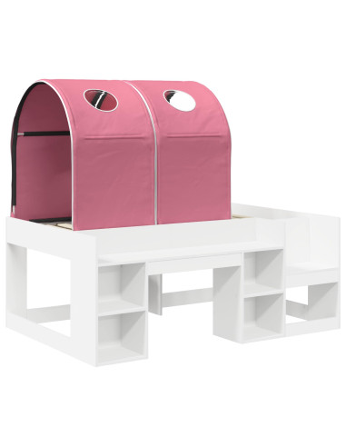 Letto con Tunnel 4 pcs Bianco e Rosa Legno ingegnerizzato