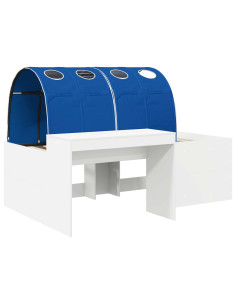 Letto con Tunnel 4 pcs Bianco e Blu Legno ingegnerizzato 2