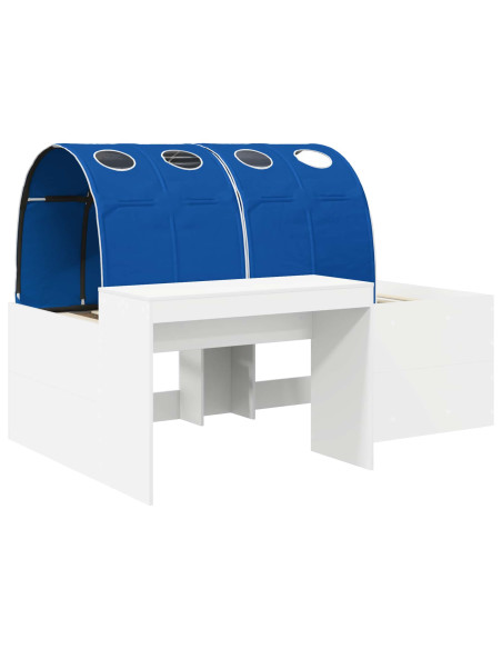 Letto con Tunnel 4 pcs Bianco e Blu Legno ingegnerizzato